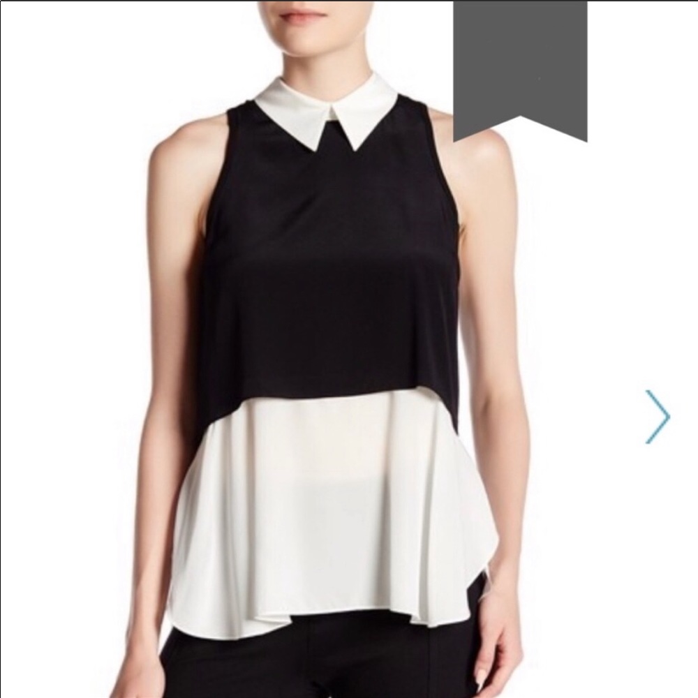 Elizabeth and James Black & White Collared Blouse